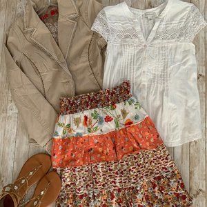 DONATEDMixed Fabric Fit & Flare Mini Sz Med